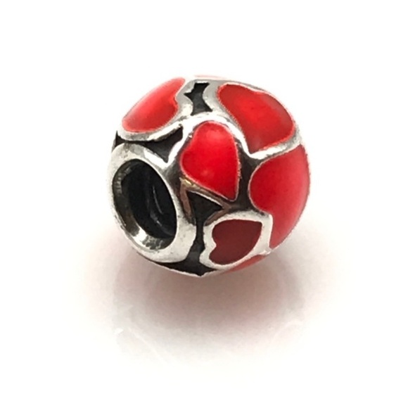 Pandora Red Hot Love Orange Enamel Rare Retired Bead Charm - Picture 2 of 5